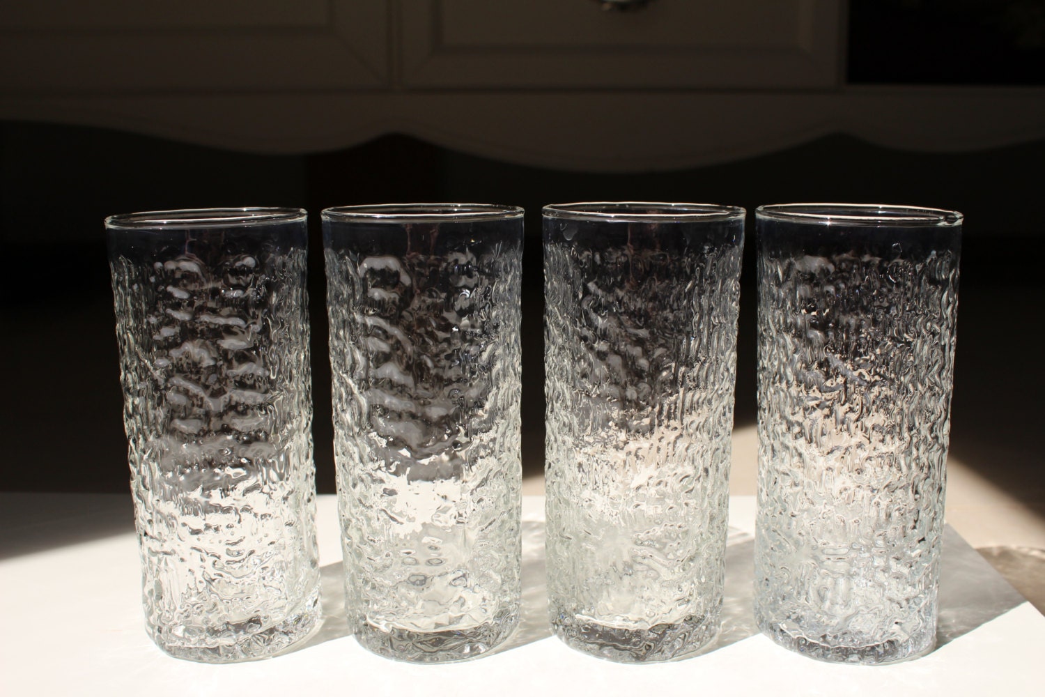 Set of 6 Scandinavian Textured Drinking Glasses Vintage Set