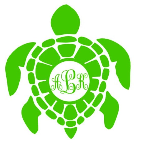 Sea Turtle Monogram Turtle Monogram Car Window Decal