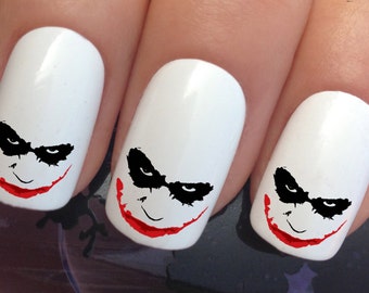Halloween nail decals #615 joker face wrap water transfers stickers manicure art set x24