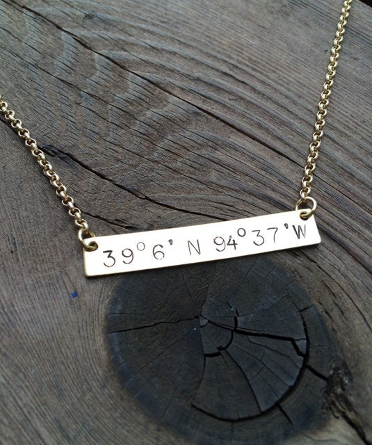 Coordinates Bar Necklace Customizable Coordinates Necklace