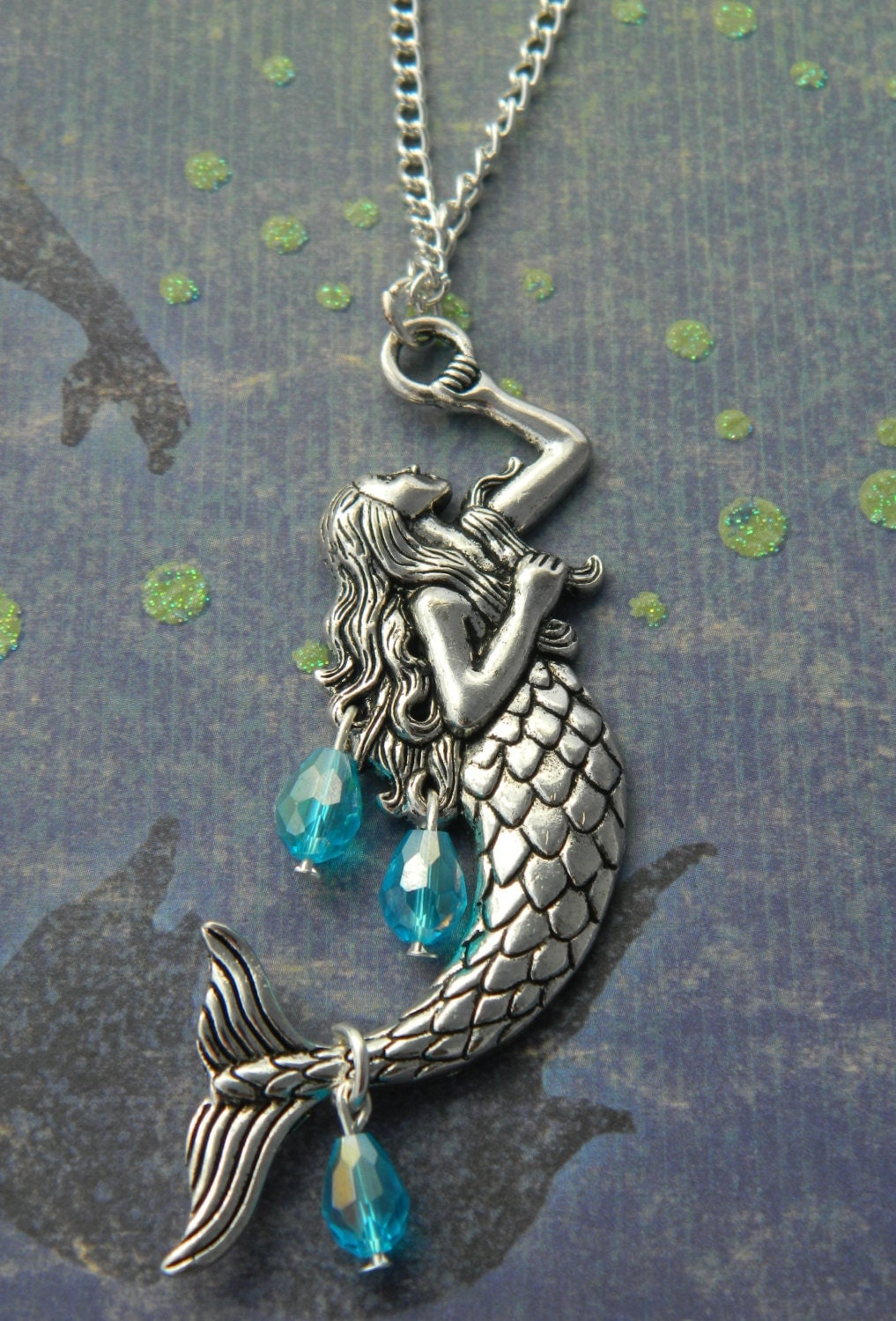 Mermaid Necklace Mermaid Charm Necklace by FairyFountainGifts