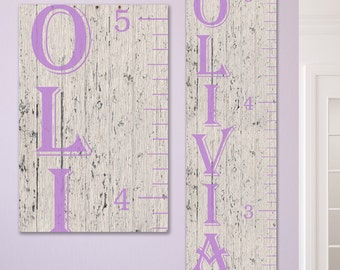 Personalized Growth Chart Ruler, Canvas Height Chart Ruler - Canvas Wooden Growth Chart - GC0101L