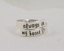 ... Ring, Always in My Heart, Sterling Silver Wrap Ring, Miscarriage Ring