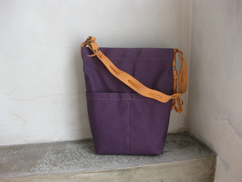 Canvas Tote Bag Purple Canvas Handbag Small Shoulder Bag