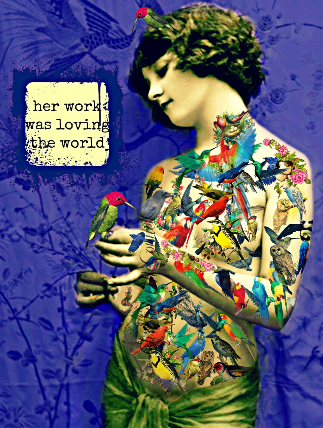 art deco tattoo bird photomontage print instant digital art deco tattoo bird photomontage print instant digital