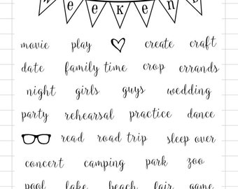 Planner Stamp Clear Stamp Set "Weekend Plans" - Perfect for your planner, Filofax, Erin Condren, lists, journals etc.
