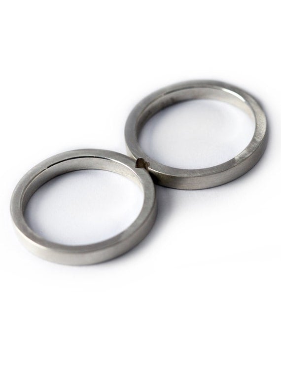Silver wedding ring set - heart ring, two ring set, Matching wedding ...