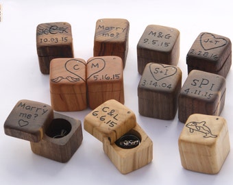 Wedding Ring Box- Engagement Ring Box- Rustic Wood - Mini Ring Bearer Box- Rustic Wedding - Best Ring box