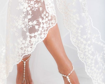 ... Beach wedding Barefoot Sandals-Bridal feet accessories-Footless