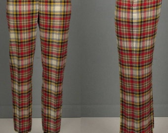 Vintage Mens 1960s Trousers -- NOS Deadstock Wool Blend Plaid Pants by Ruggles -- 33" Waist