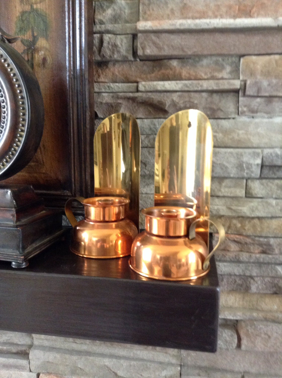 Copper Candle Holder Sconces Pair Copper Brass Candle