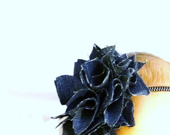 Shabby Denim Baby Headband, Infant Headband, Baby Girl Headband