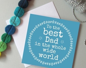 Father's day card for Dad. Card for Daddy. Modern blue Father's day card. Birthday card for Dad or Daddy.