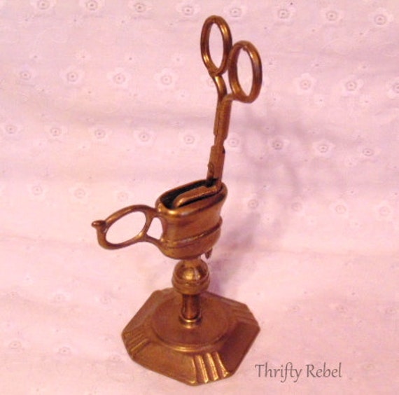 Antique Brass Candle Wick Trimmer Scissors by ThriftyRebelVintage