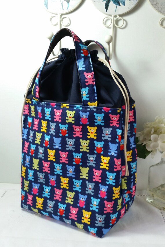 Drawstring Insulated Lunch Bag / Fabric Lunch Bag by LoOpbyJwblizz
