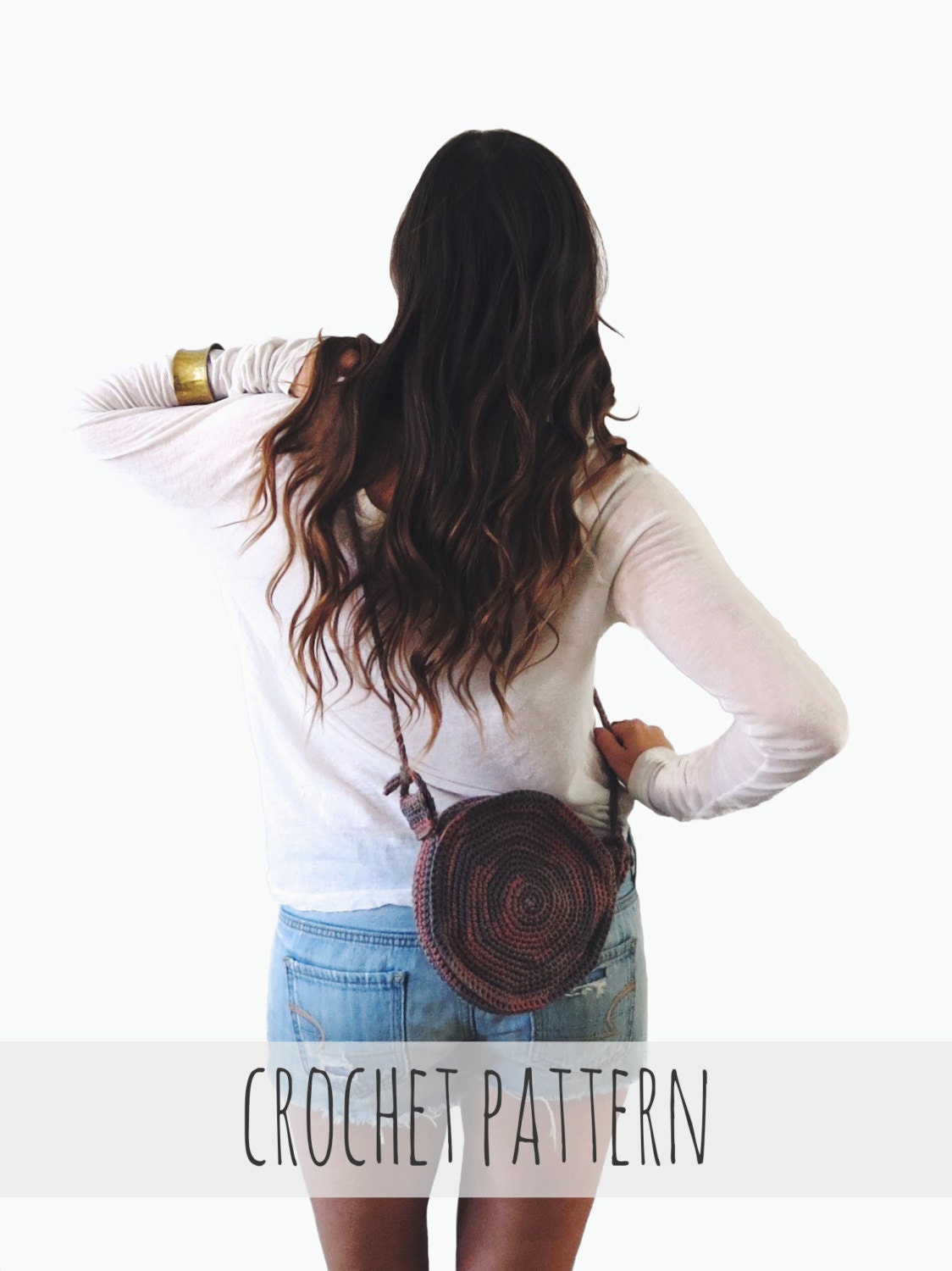 PATTERN for Round Crochet Spiral Purse Boho Circle Bag