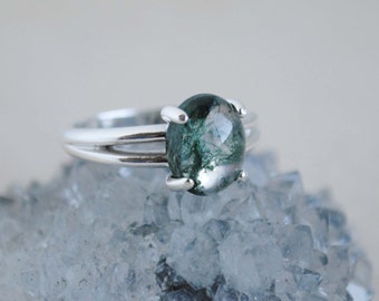 Moss Agate Ring - Sterling Silver Ring - Moss Agate Jewelry