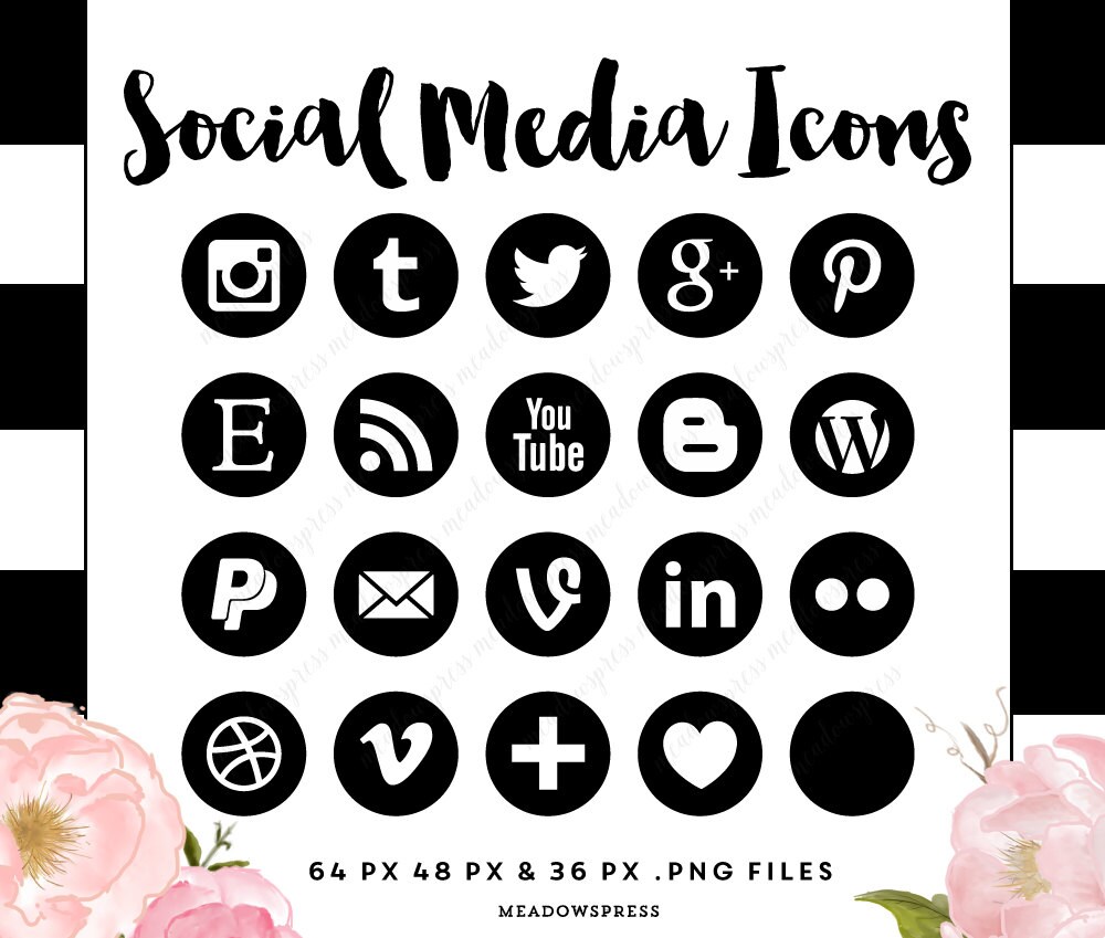 Black Social Media Icons Blogger Wordpress Blog by MeadowsPress