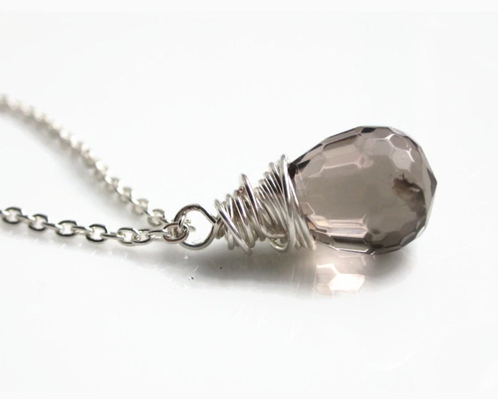 Smoky Quartz necklace Smoky Quartz pendant silver by LondonGem