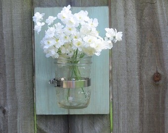 Mason Jar Wall Sconce, Mason Jar Wall Decor, Mason Jar Wall Vase