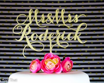 Wedding Cake Topper Customized with Mr and Mrs Last Name