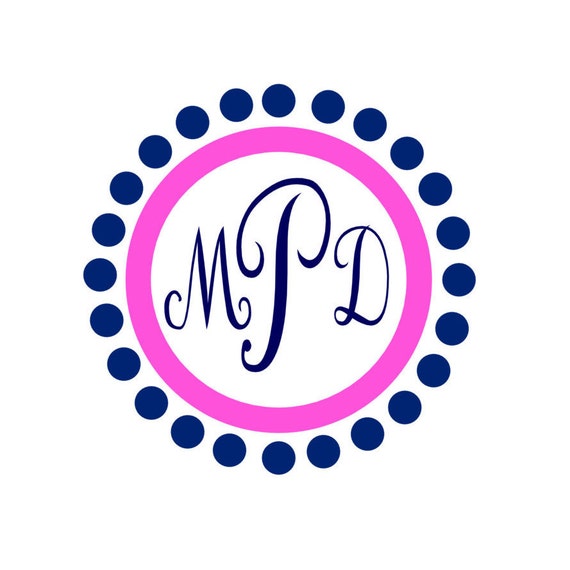 Download Items similar to Polka Dot/Solid Ring Monogram Frame Vinyl ...