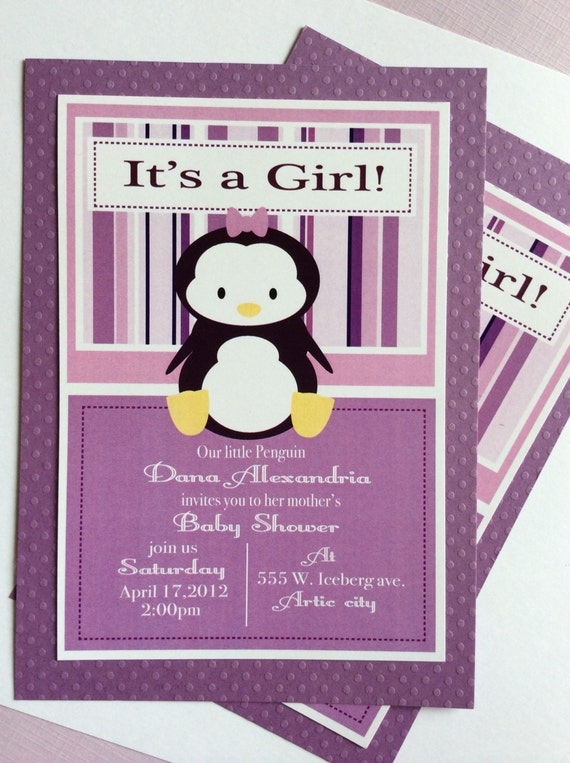Little Penguin Baby Shower Invitations