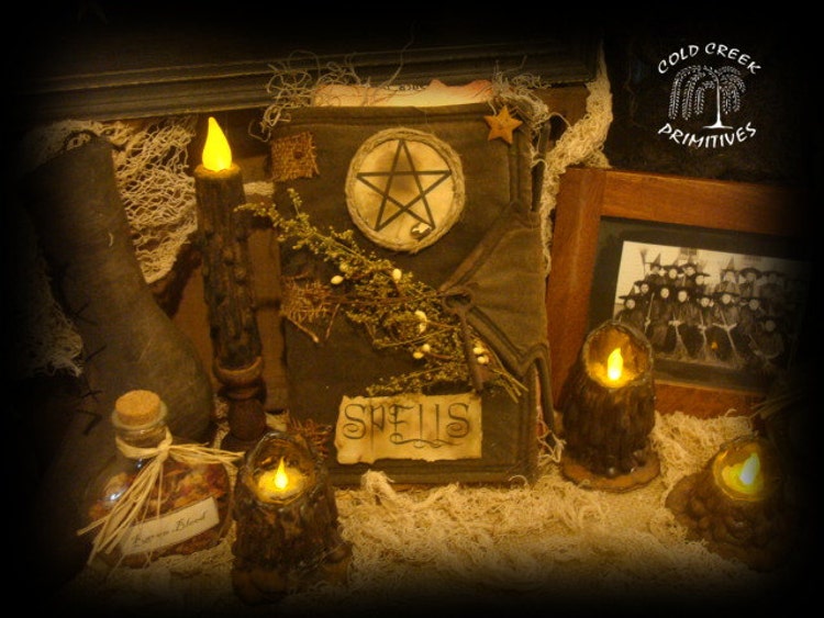 Witches Spell Book Halloween Decor Book of by ColdCreekPrimitives