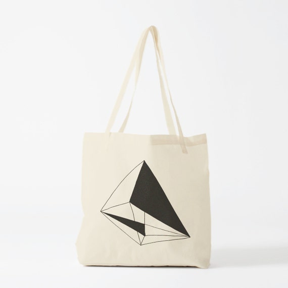 Cotton tote bag, Black Geometry. Shopping bag, fair trade. Very solid ...