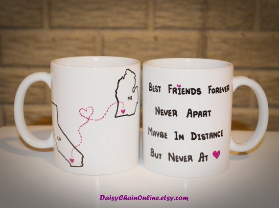 BFF Coffee Mugs - Long Distance Custom Coffee Mug - Best ...