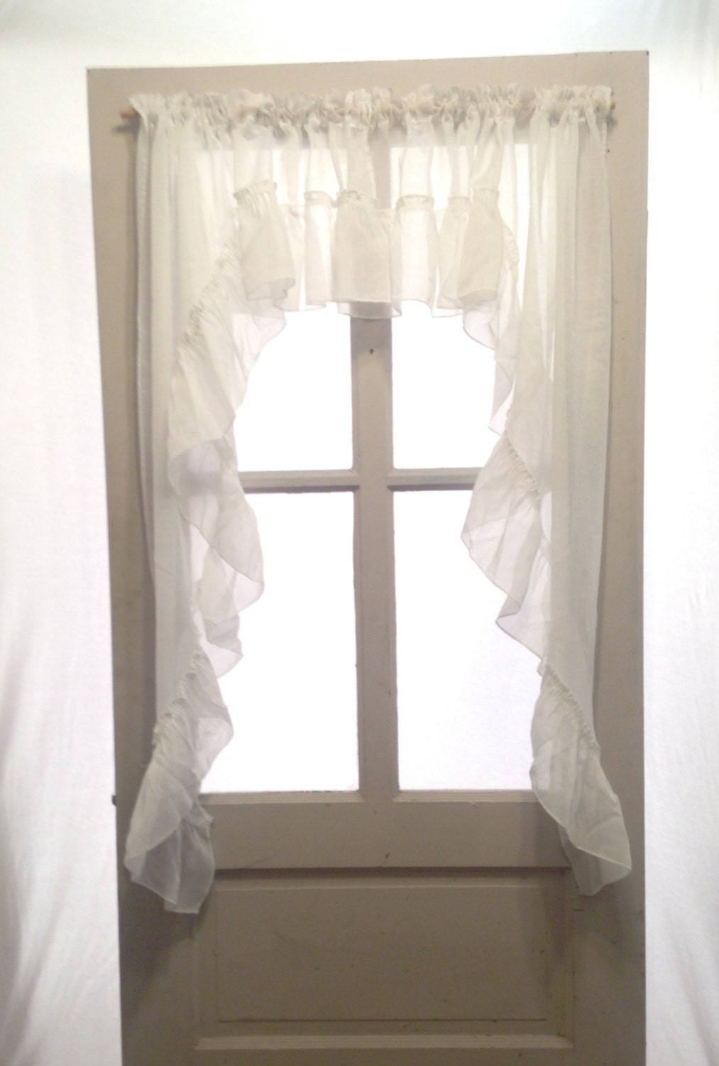 shabby ruffled cafe curtain swag country by LisaLiYesterYears