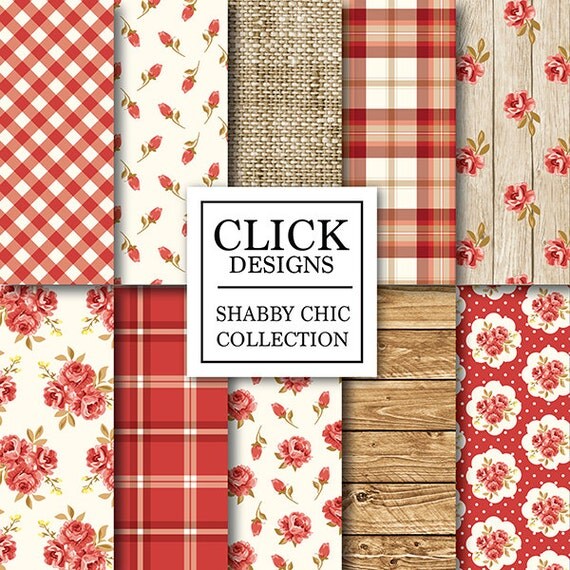 Download Shabby Chic Digital Paper: "SHABBY CHIC RED" Floral ...