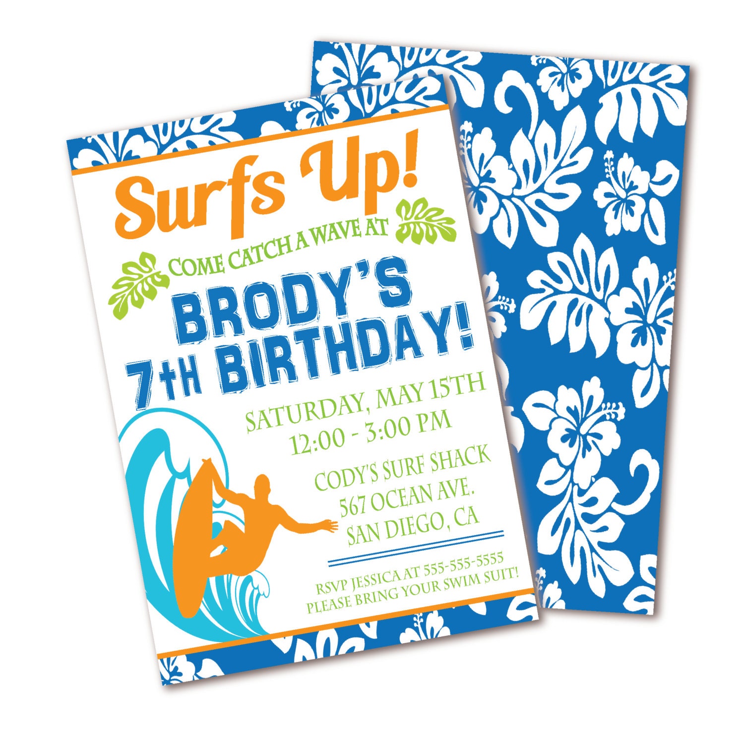 Surf Birthday Invitation Beach Party Boys Birthday Party