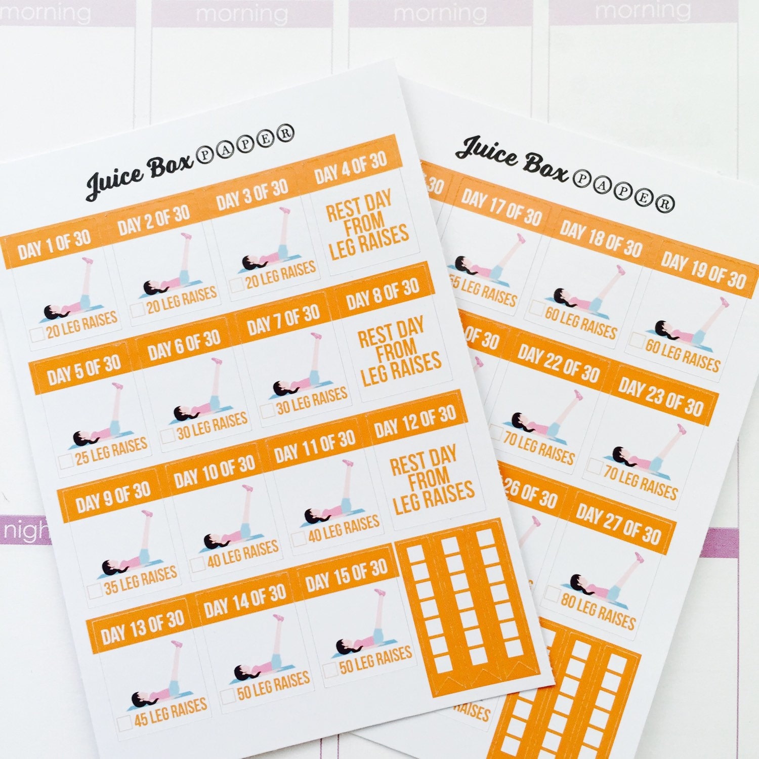 30 Day Leg Raise Challenge Stickers