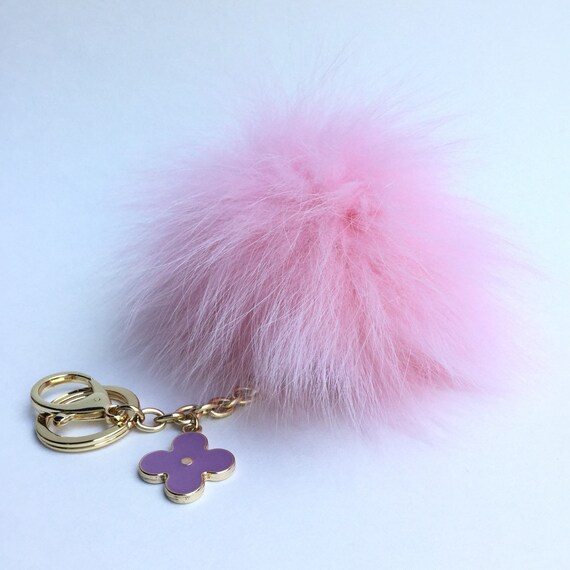 Items similar to Light Pink Pompon bag charm pendant Fur Pom Pom ...