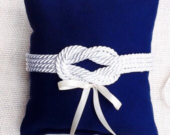 Nautical knot Ring Bearer Pillow/Navy sailors knot/ Beach wedding pillow -Coast guard wedding-marine wedding -beach ring pillow-hand made