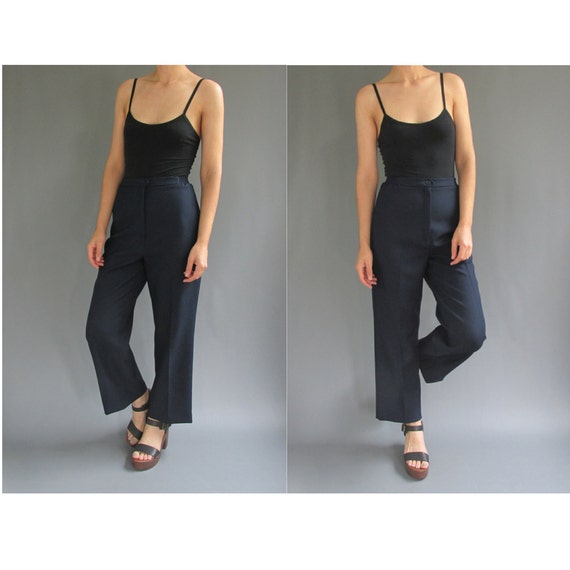 High Waisted Size 25 Navy Blue Pants 90s Small High Waist