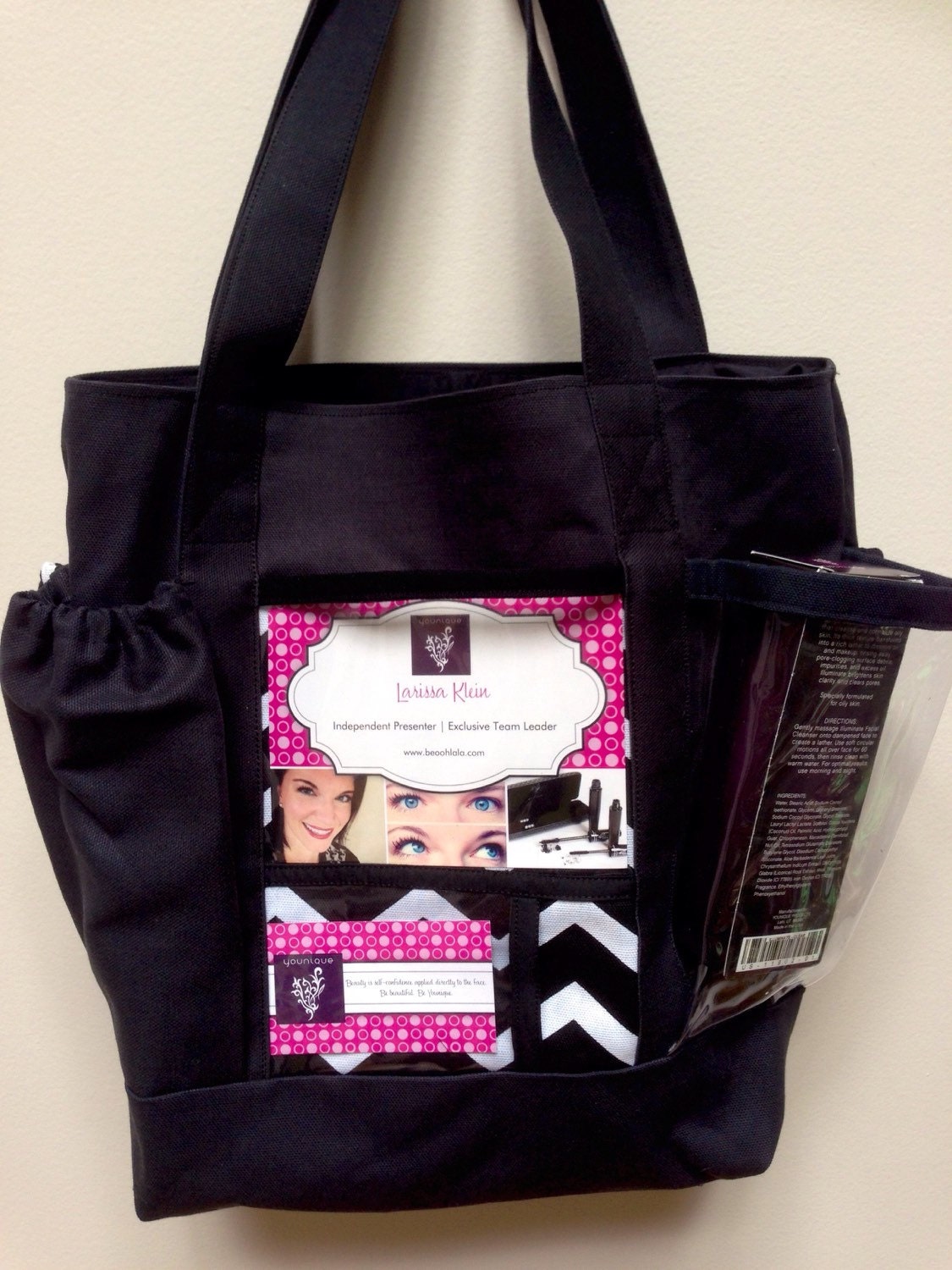 Cash & Carry Tote Bag. Clear Pockets Black heavy canvas