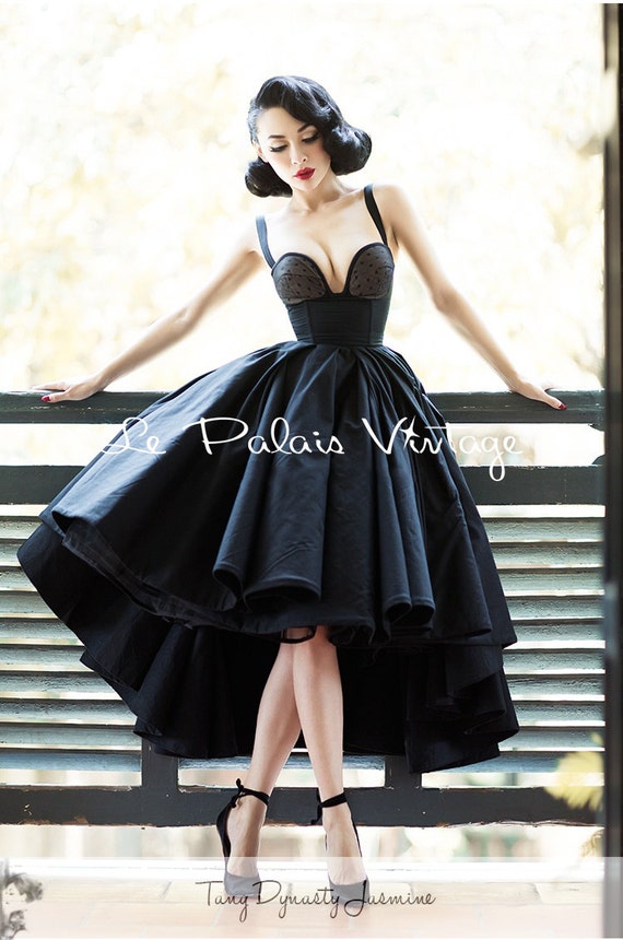 Retro Dress  black Tuxedo Dress  Ball Gown Vintage prom by 