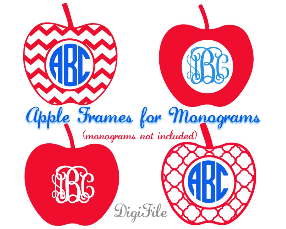 Download Apple Frames for Monograms SVG DXF EPS for Cricut Design