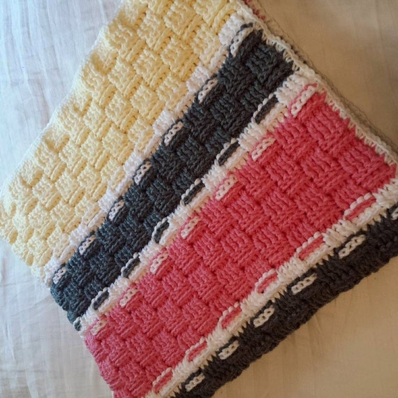 Items similar to Crocheted Basket Weave Blanket on Etsy