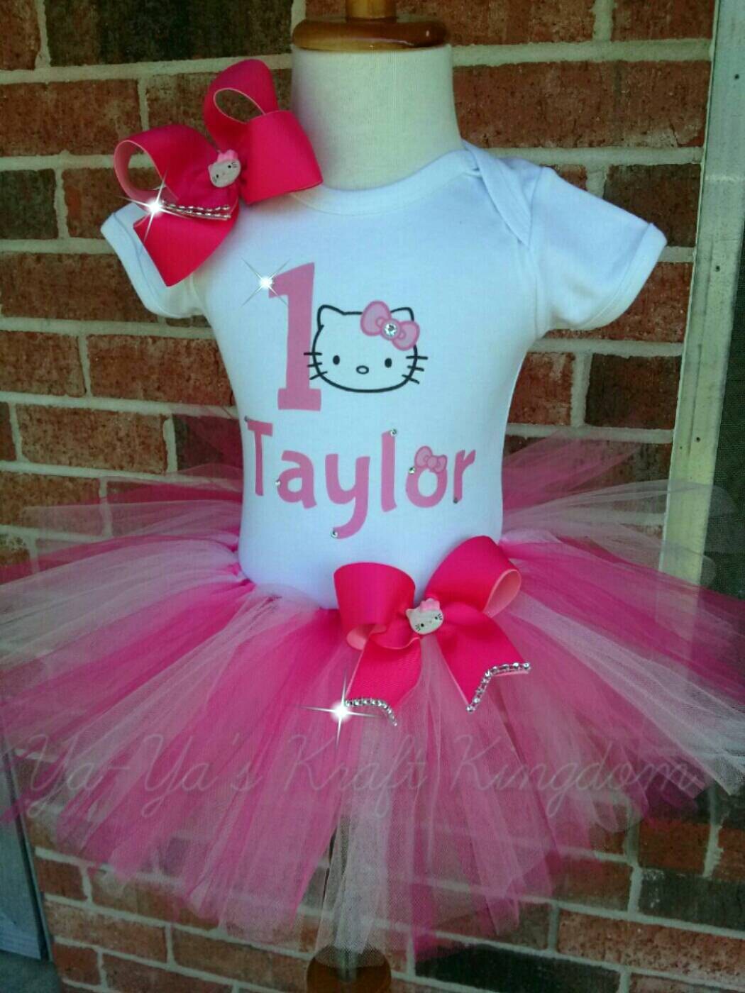 Bling Hello Kitty Tutu Outfit with matching by YaYasKraftKingdom