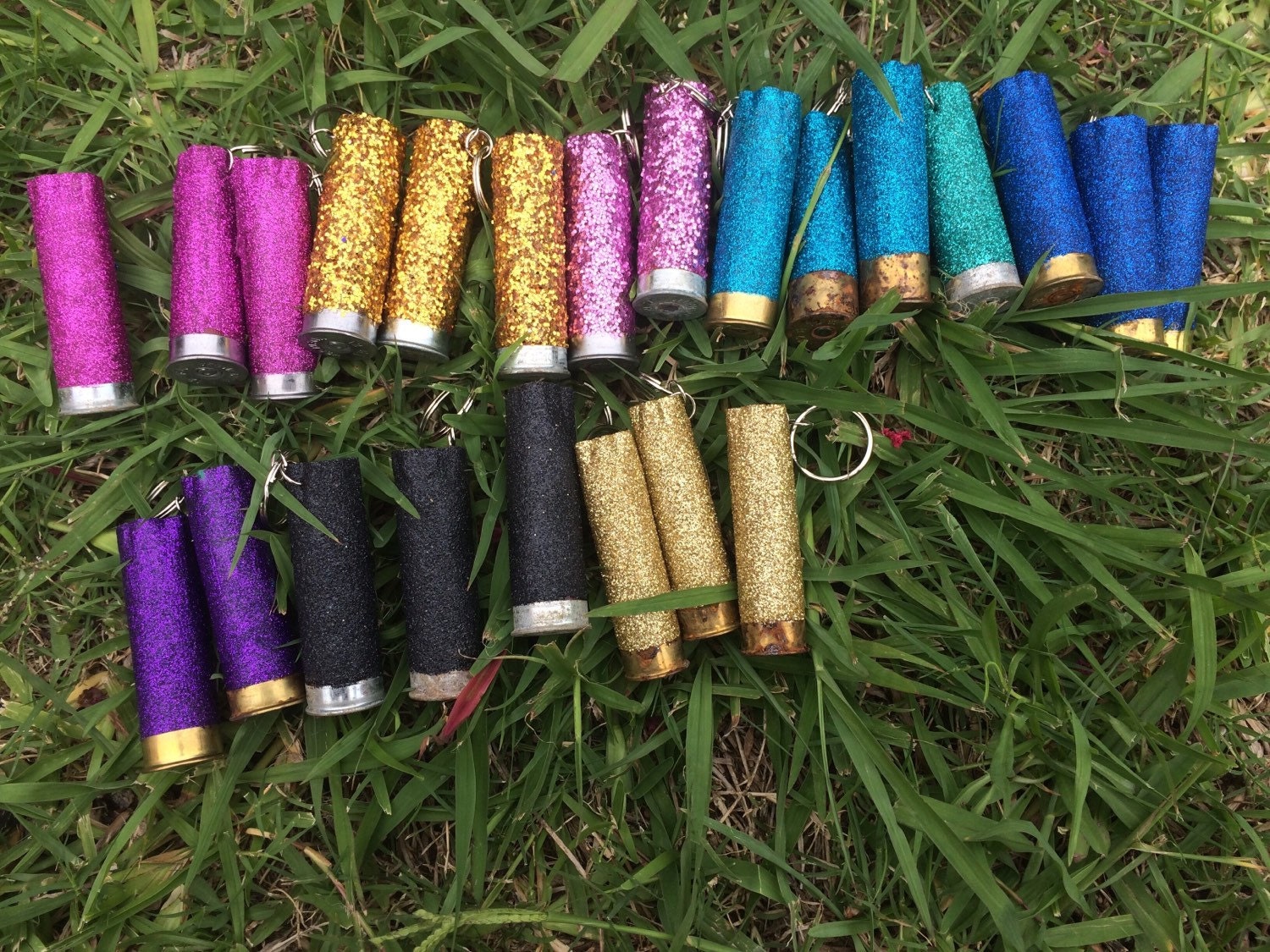 Shotgun shell keychain with glitter