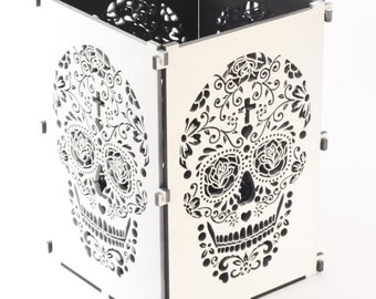 Sugar Skull, White Sugar Skull Light Box, Candle Box, Candle Holder, Day Of the Dead, Dia De Los Muertos, Mexican Skull, Mexican Sugar Skull
