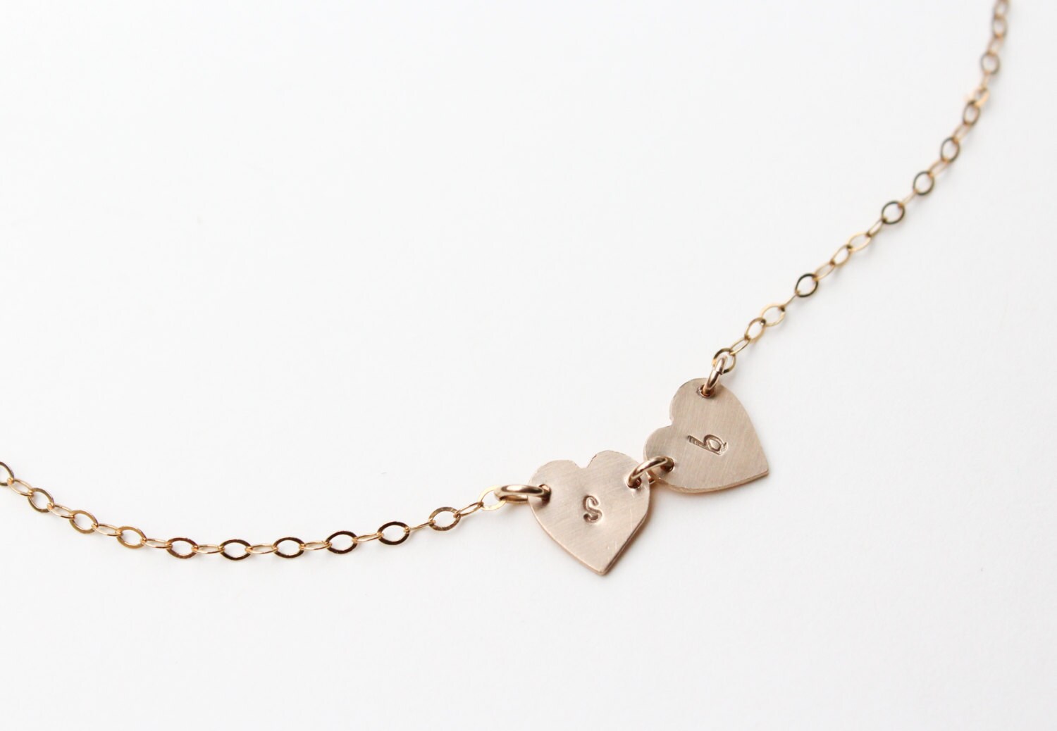 Sideways Heart Necklace / Sideways Initial Necklace / Two