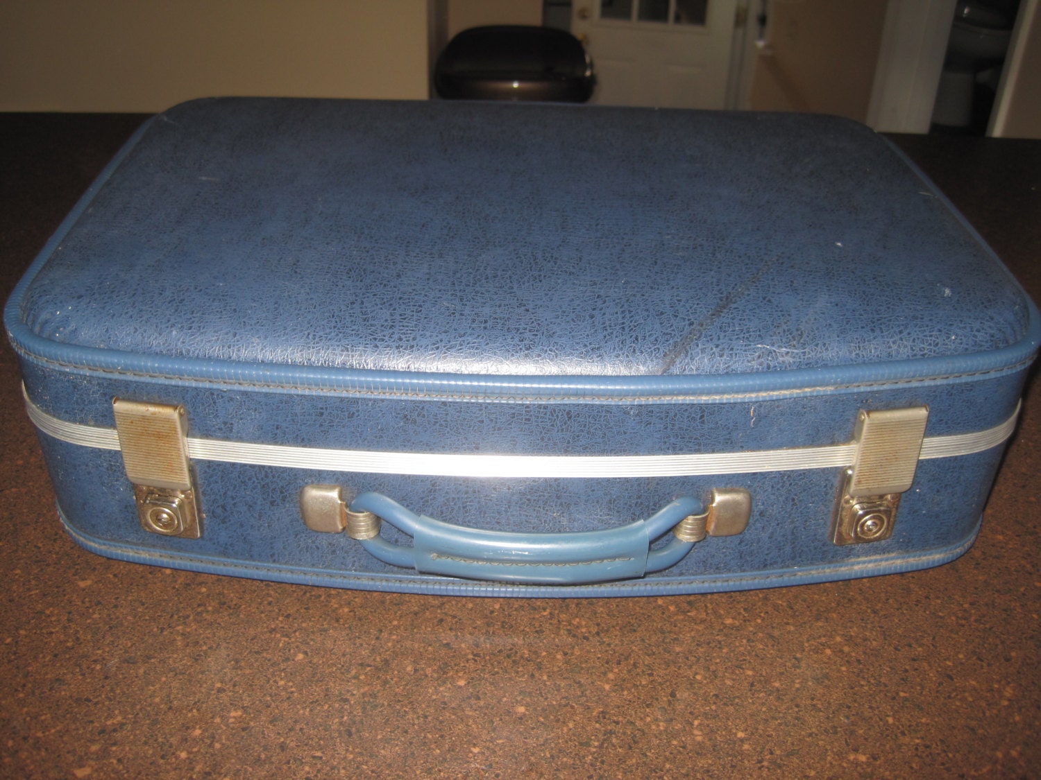 Vintage blue suitcase luggage – Haute Juice