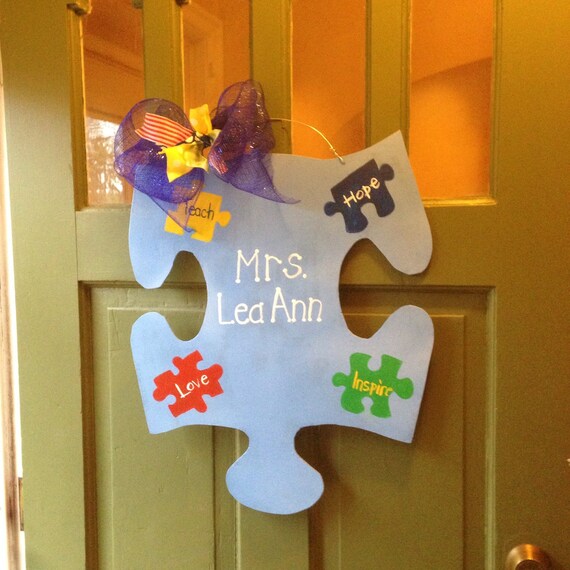 Puzzle Piece Door Hanger by TheeAlleyKat on Etsy