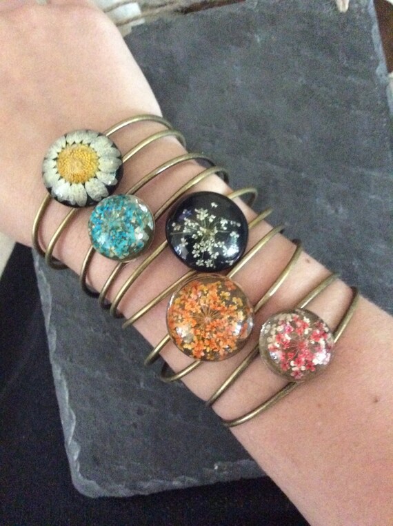 Resin Floral Cuffs by GravelyMade on Etsy