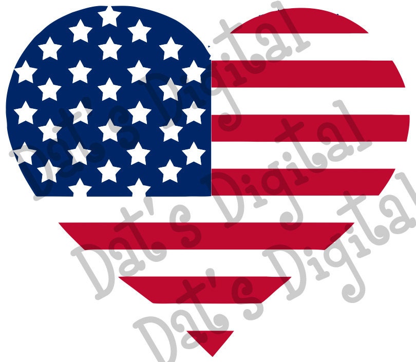 Download American Flag Heart Cutting or Printing Digital File SVG