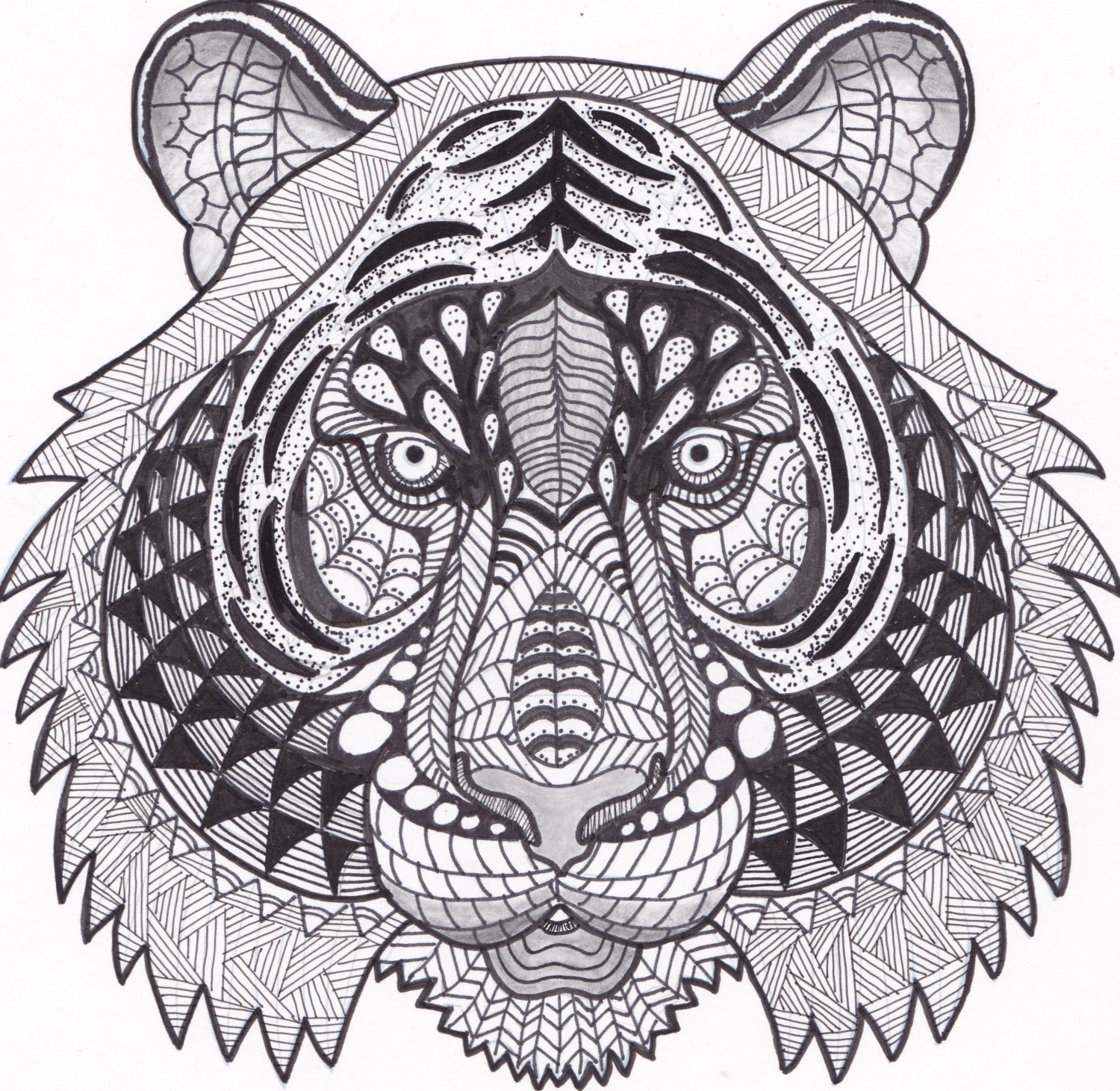 Tiger Zentangle Coloring Page by InspirationbyVicki on Etsy